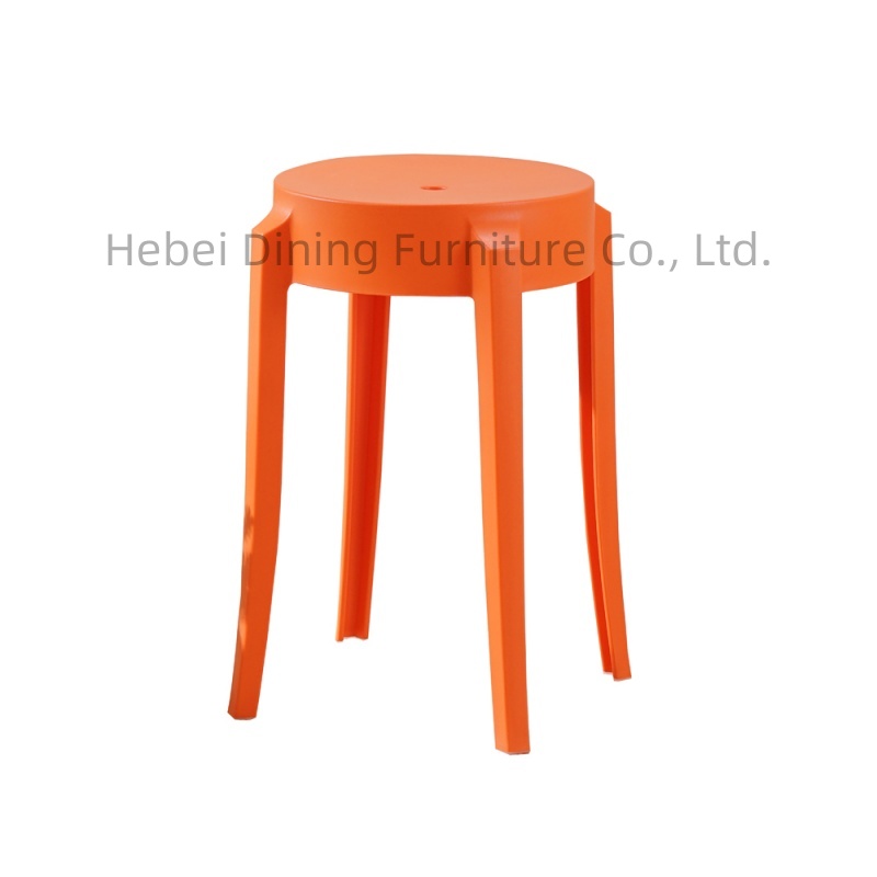 Orange Plastic Dining Chairs Backless DC-N16
