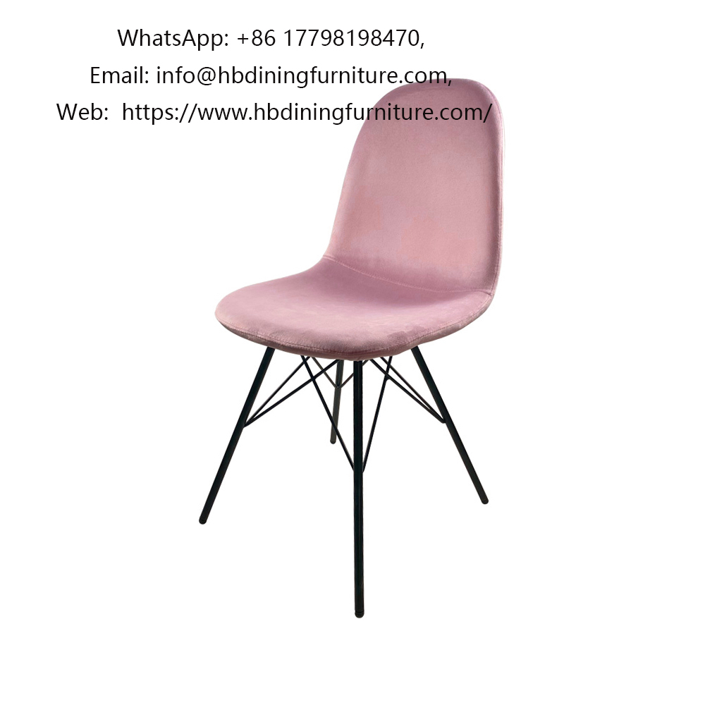 Pink Fabric Dining Chair with Metal Legs