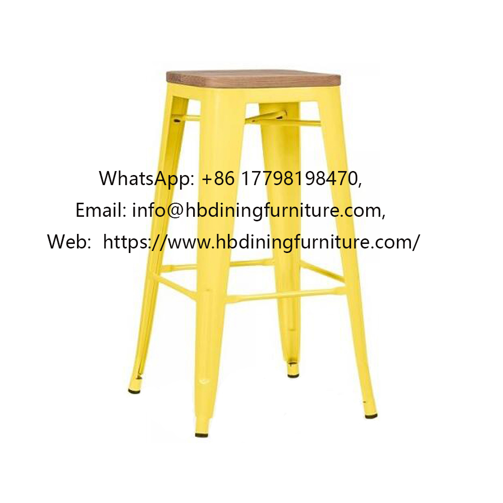 Yellow backrest wrought iron bar chair
