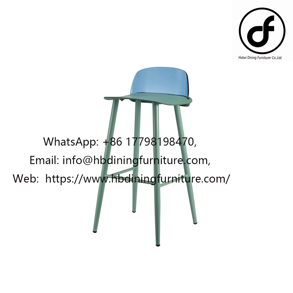 Simple blue plastic high bar stool