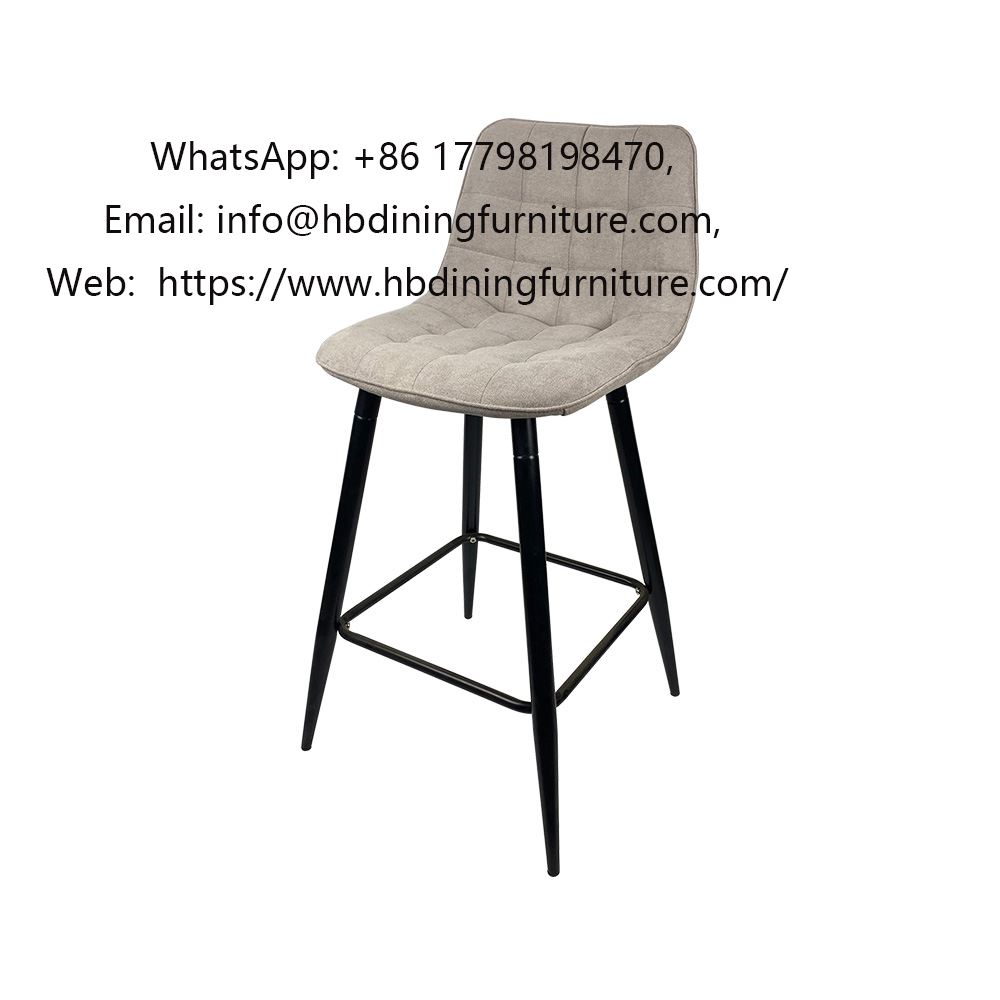 Gray velvet high bar chair