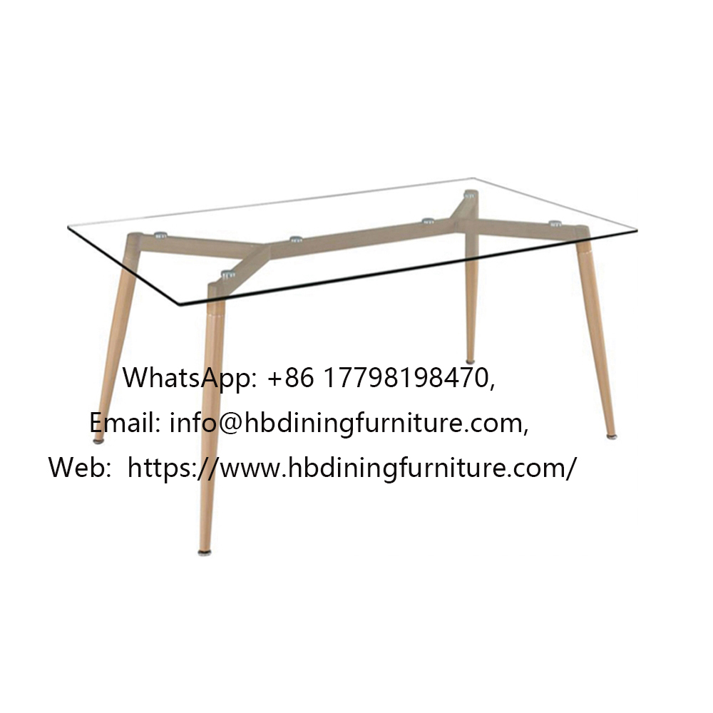 Square MDF Top Wood Legs Dining Table 
