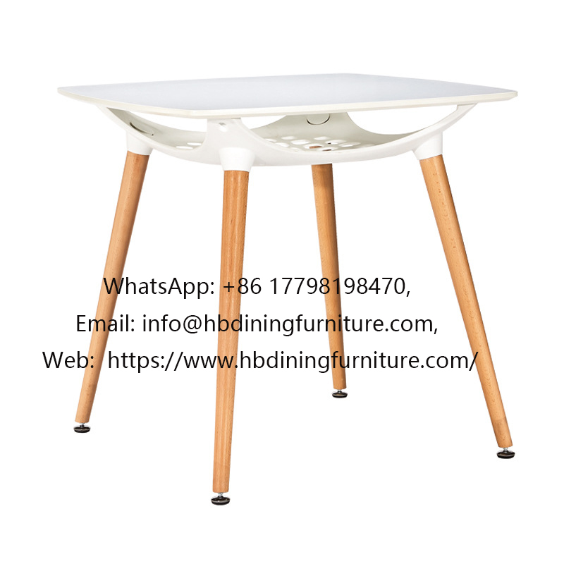 Square Solid Wood Leg MDF/Glass Dining Table
