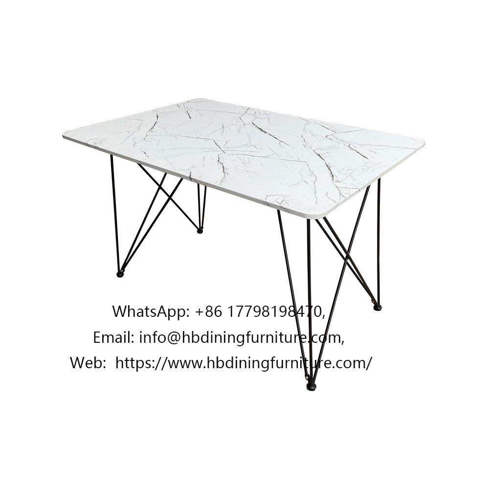Metal Tube Legs MDF Top Square Dining Table