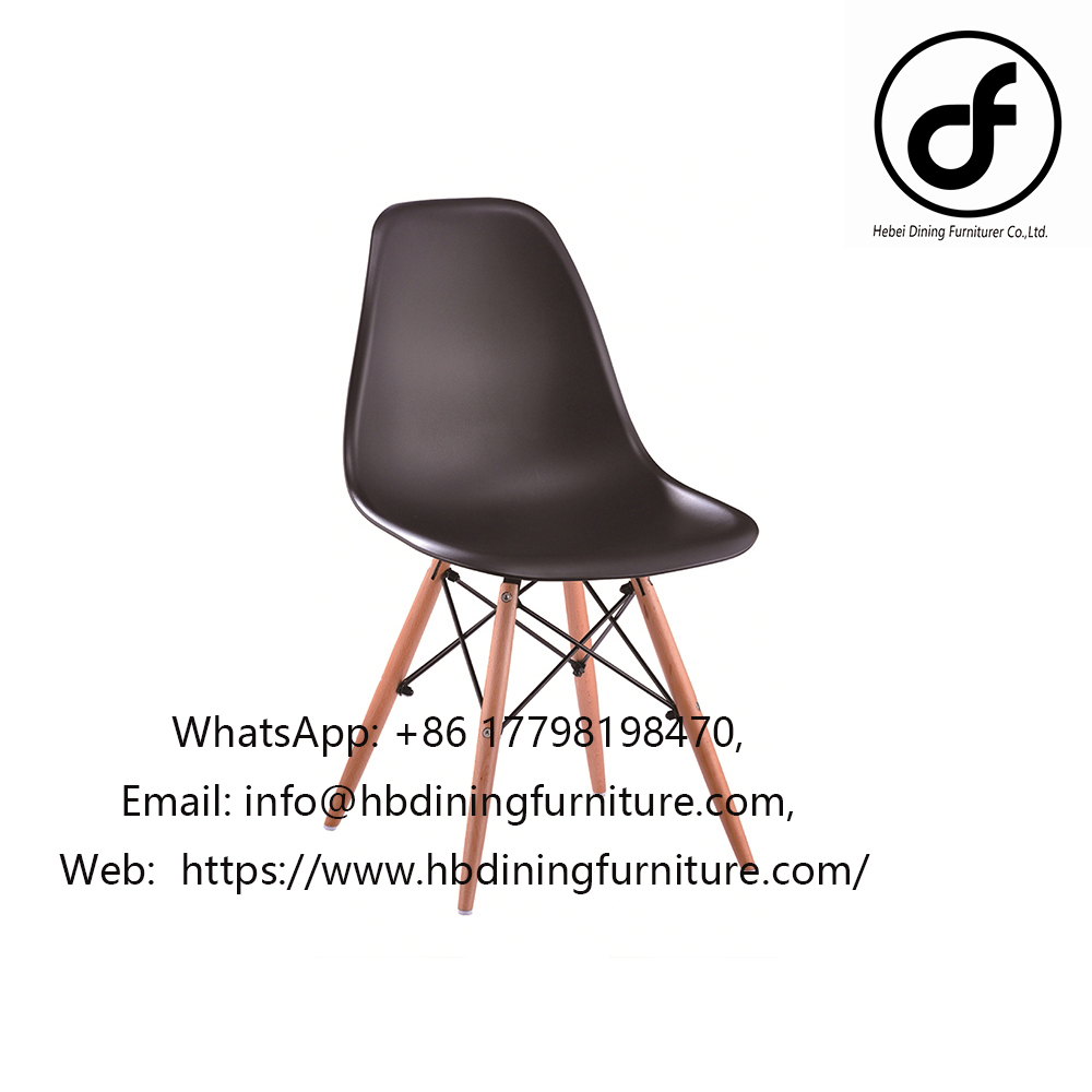 Plastic Dining Chair Solid Color Crossed Wooden Legs