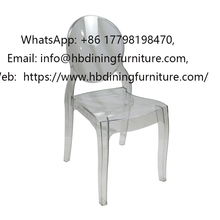 Fully Transparent Plastic Dining Chair with Round Backrest