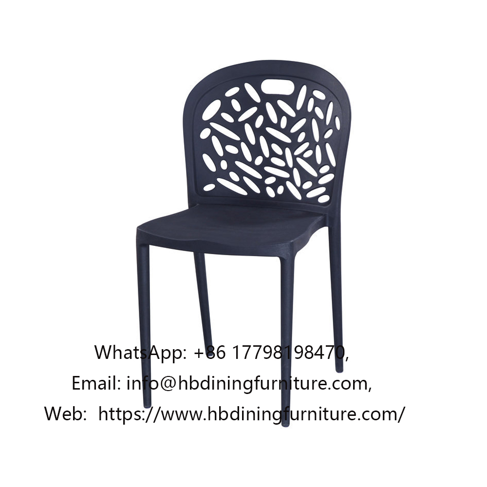 Plastic Dining Chair Black Pattern Backrest