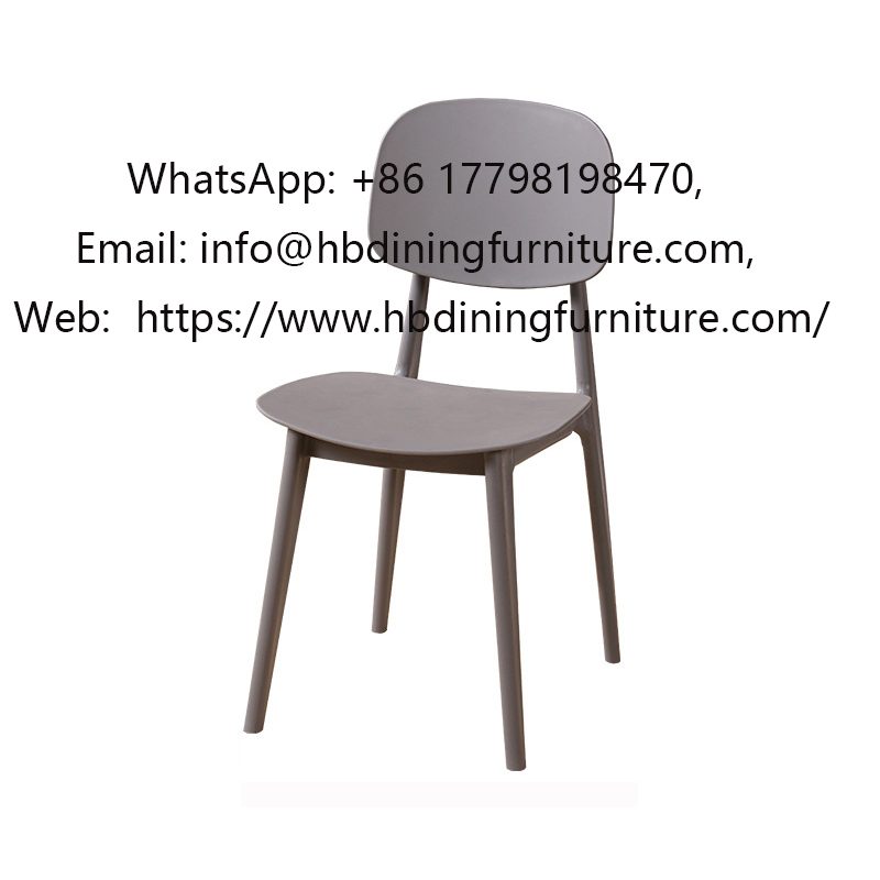 Plastic Dining Chair Semi-Back Curved Seat Cushion