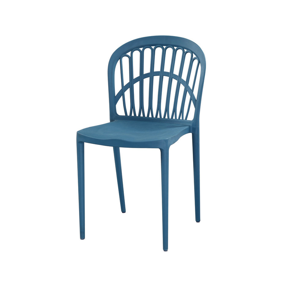 Blue Plastic Dining Chair with Cutout Back 