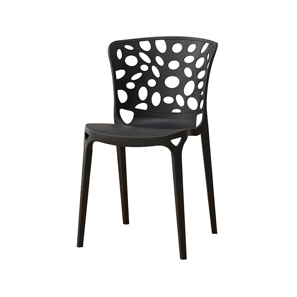 Stackable Hollow Back Monochrome Plastic Chair