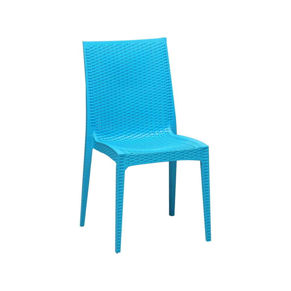 Plastic Dining Chair Blue Woven Pattern