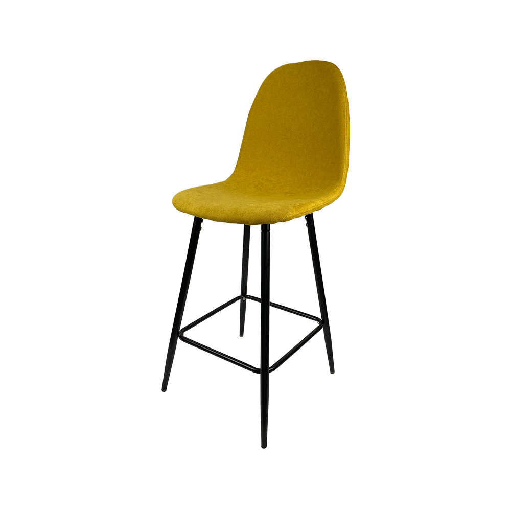 Fabric High Bar Chair Solid Color Wooden Legs