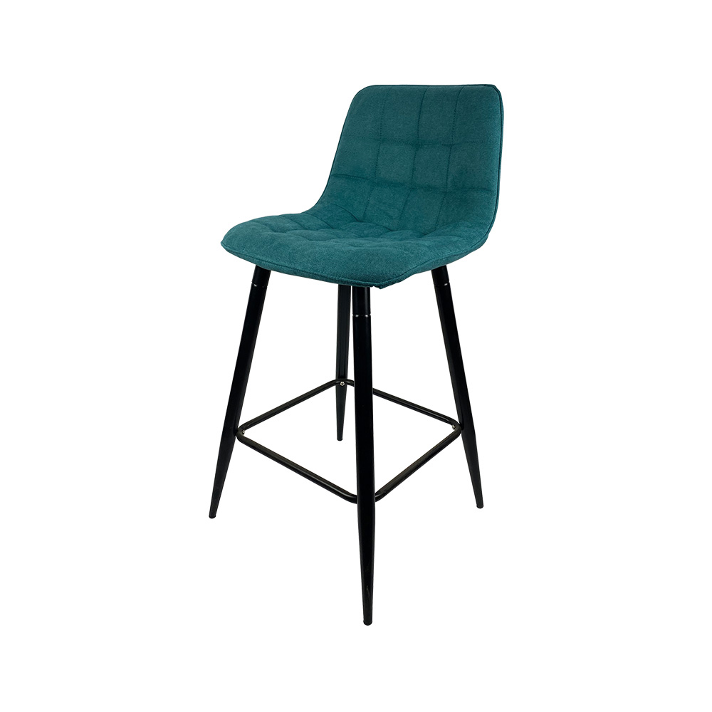 Upholstered Bar Chair High Leg Check Soft Fabric