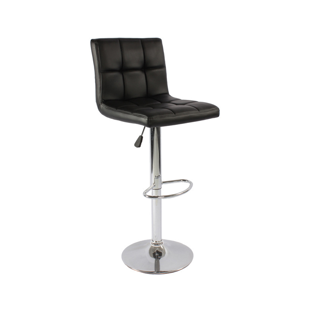 Bar Chair Leather High Footrest Metal Legs 