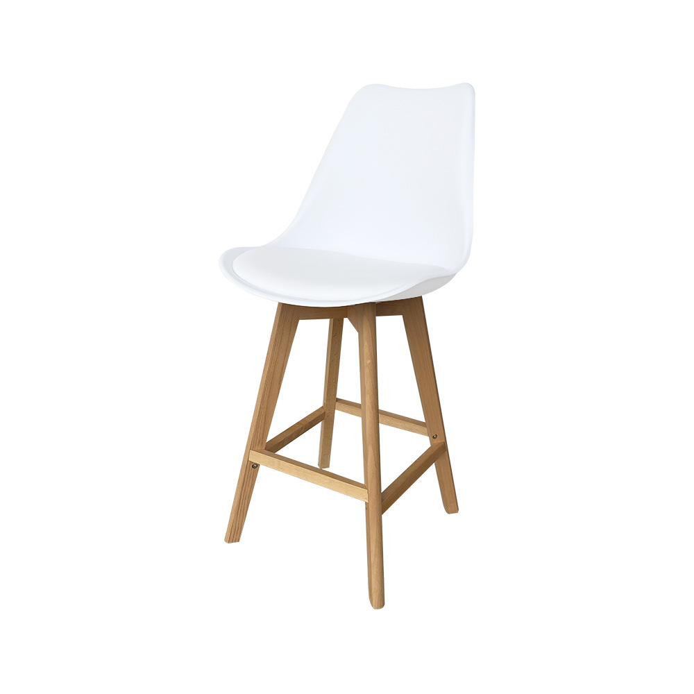 Wooden Leg Bar Chair with Plastic Seat