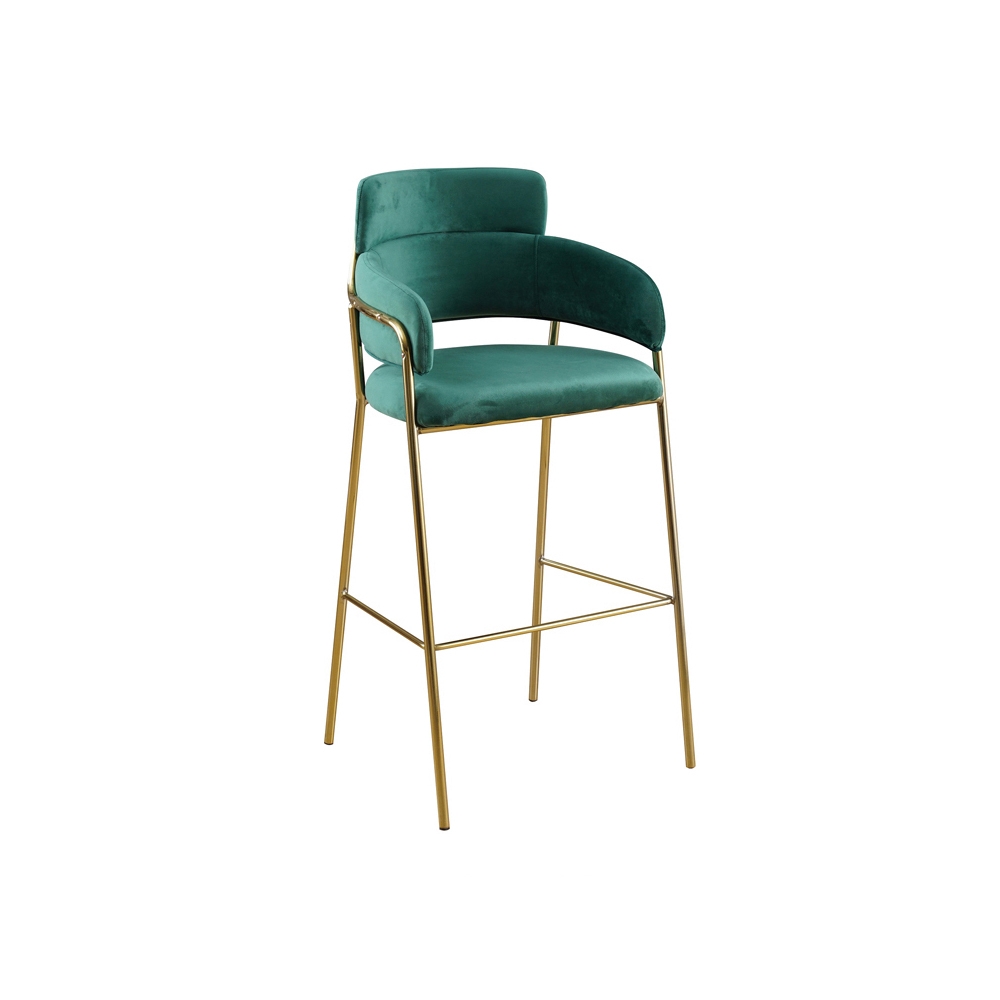 Velvet Armrest Bar Chair with Metal Legs