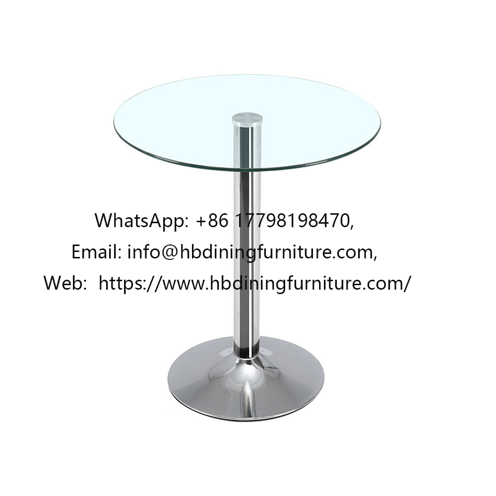 Tempered Glass Top Chrome Legs Round Side Table