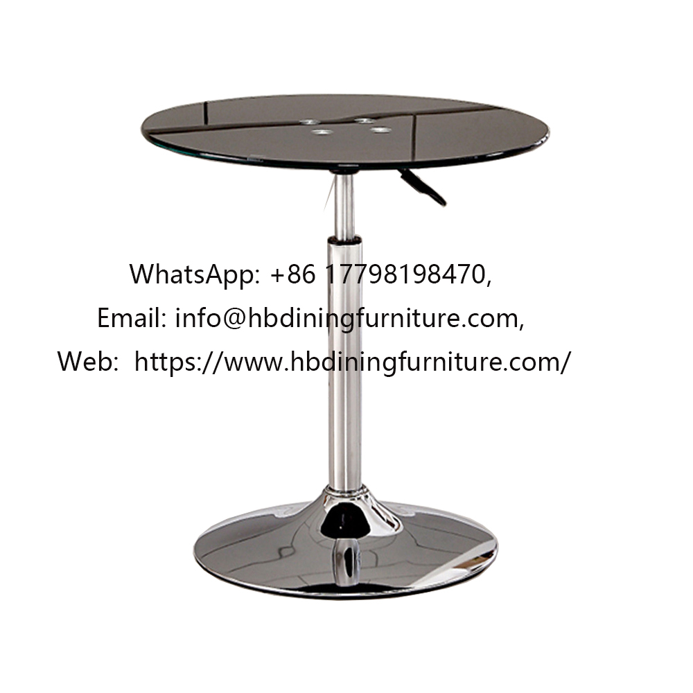 Round Table Base in Chrome Steel and Tempered Glass Top