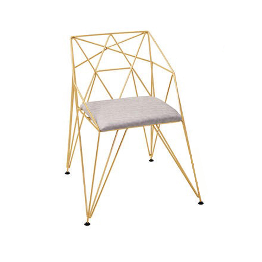 Hollow Gold Wire Chair with Soft Cushion