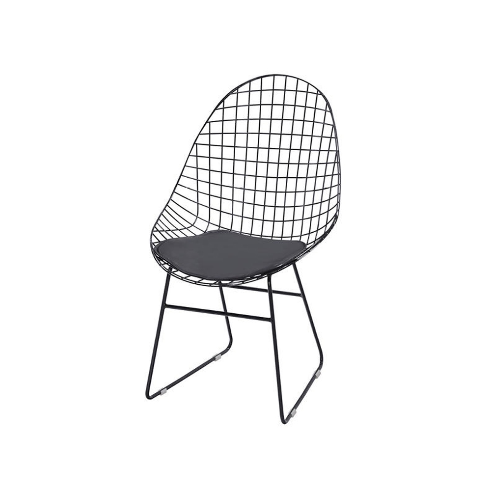 Oval Backrest Metal Wire Black Dining Chair