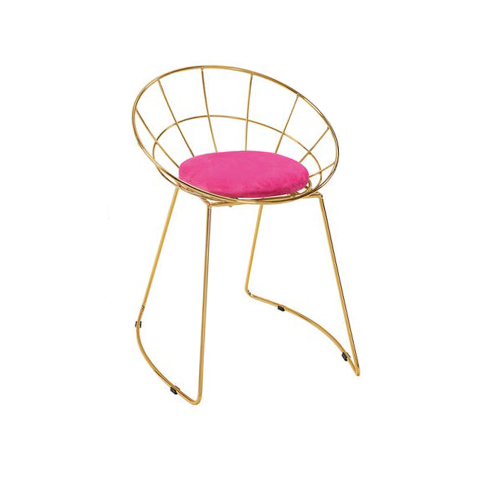 Gold Wire Chair with Soft Seat Cushion 