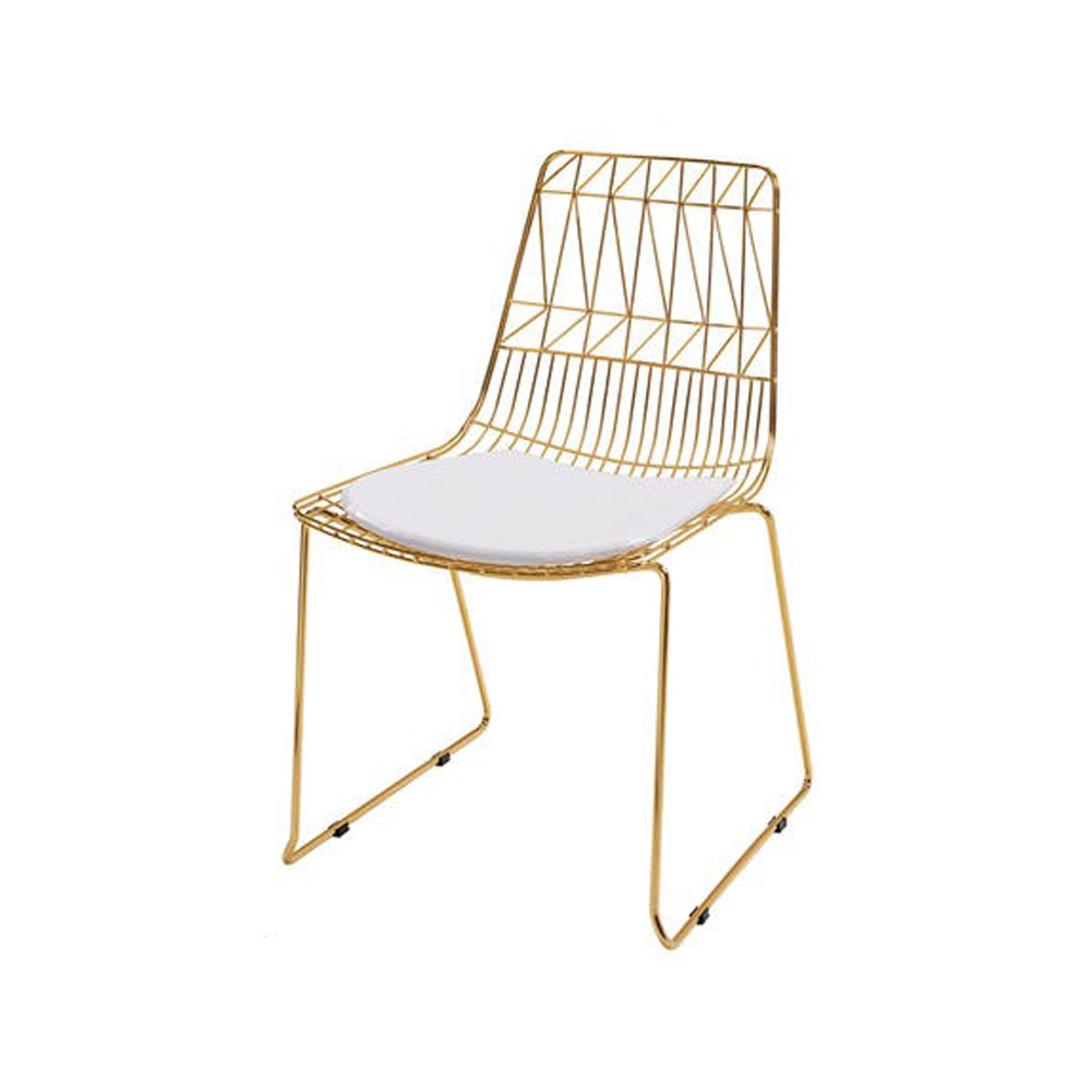 Short Back Hollow Iron Wire Dining Chair 