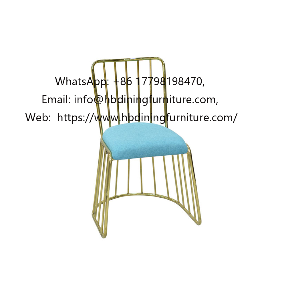 Hollow Metal Dining Chair with Velvet Seat 