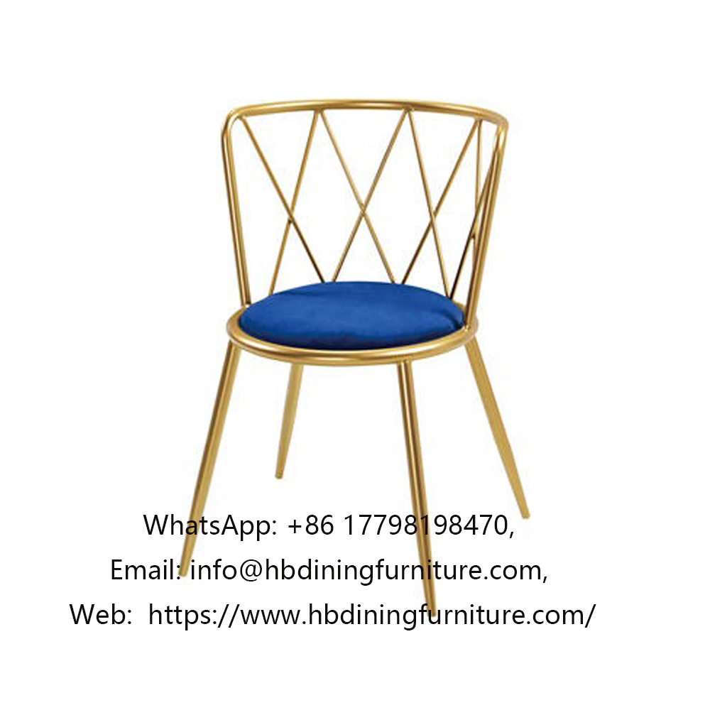 Hollow Metal Chair with Velvet Cushion