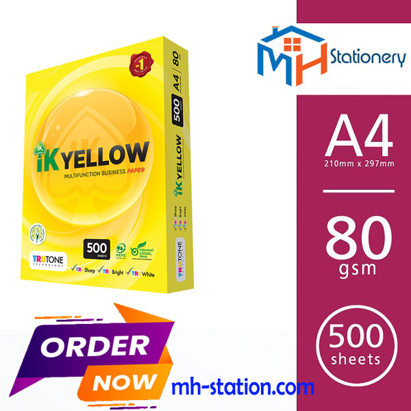 IK Yellow A4 80 gsm copy paper bulk sale