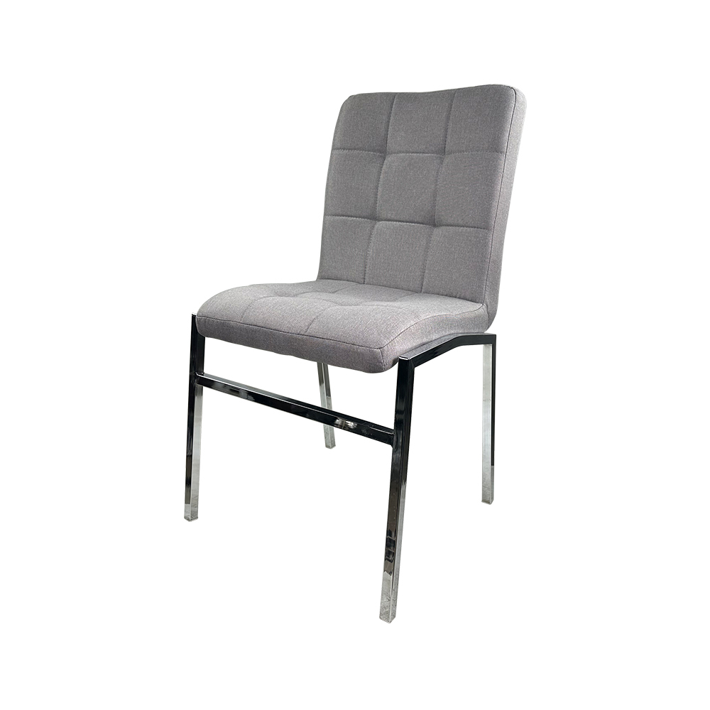 Leather Dining Chair with Plaid Metal Legs DC-U15D