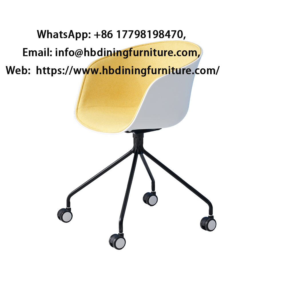 Fabric Bucket Dining Chair Swivel Wheel with Metal Legs DC-F07D