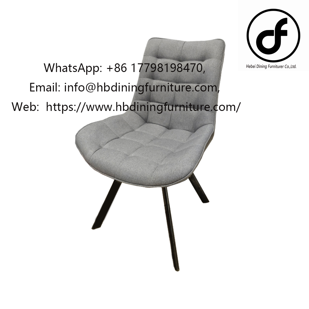 Fabric Bucket Dining Chair Swivel Wheel with Metal Legs DC-F07D