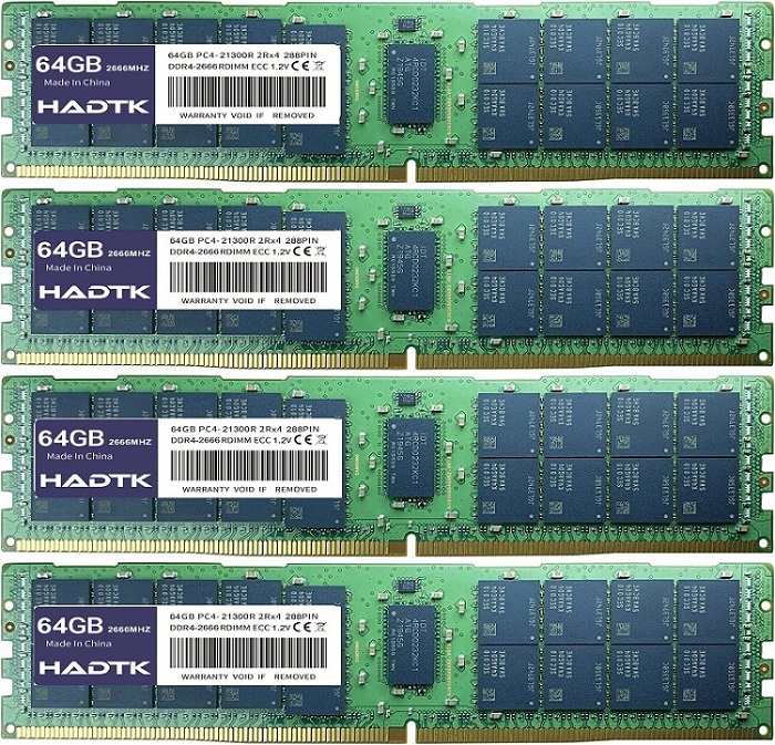 HADTK 伺服器 RAM 64GB 128GB 256GB DDR4-2666 PC4-21300 2Rx4 RDIMM ECC 服务器內存