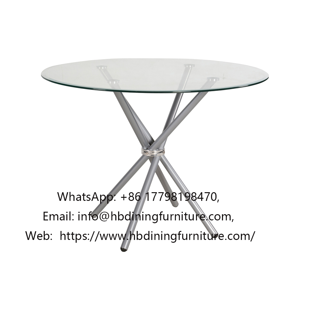 Glass Top with Wrought Iron Crossed Legs Table DT-G18