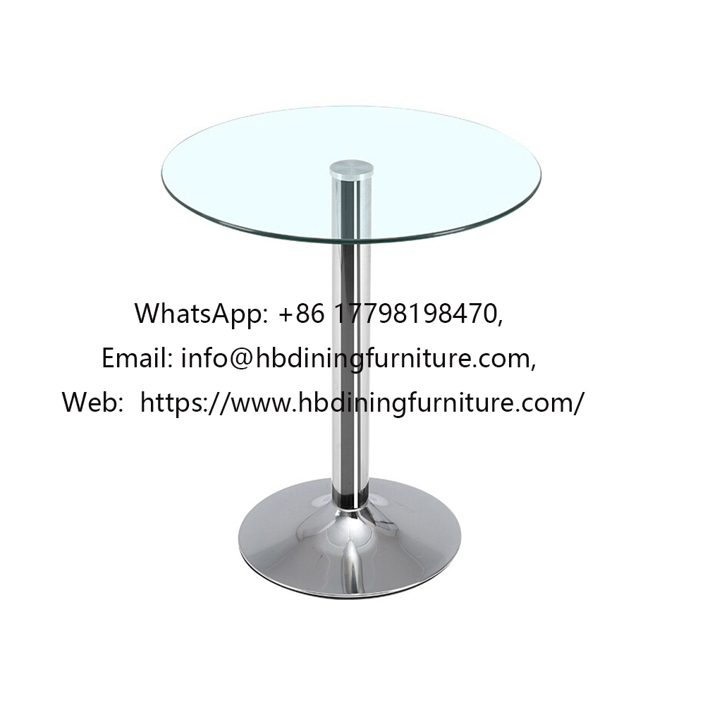 Tempered Glass Top Chrome Legs Round Side Table DT-G14