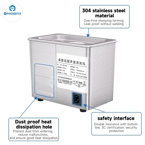 XZZ-08L Ultrasonic Cleaner Deep Cleaning Phone Camera PCB CPU Glasses
