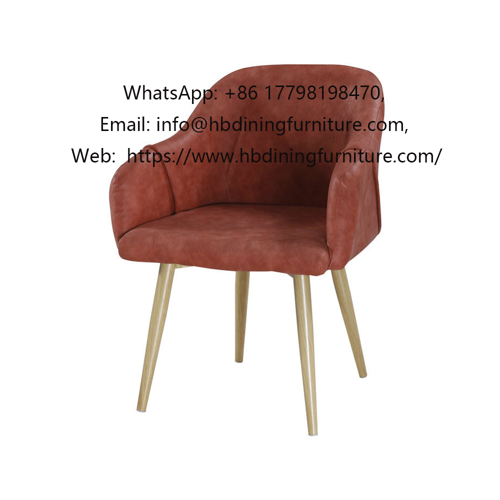 VLeather Armchair Thermal Transfer Wood Grain Legs DC-U43