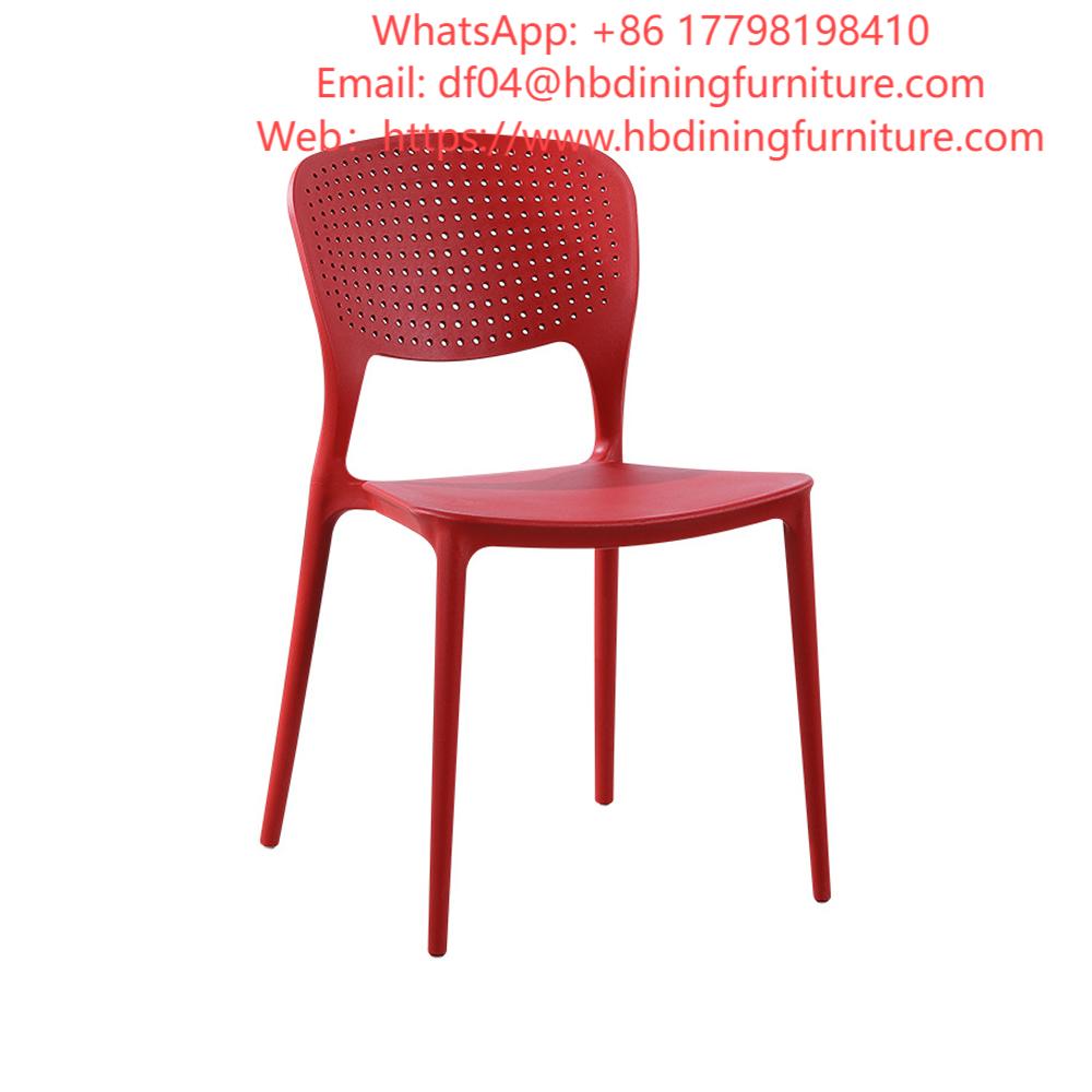 Red Plastic Dining Chair with Backrest DC-N27