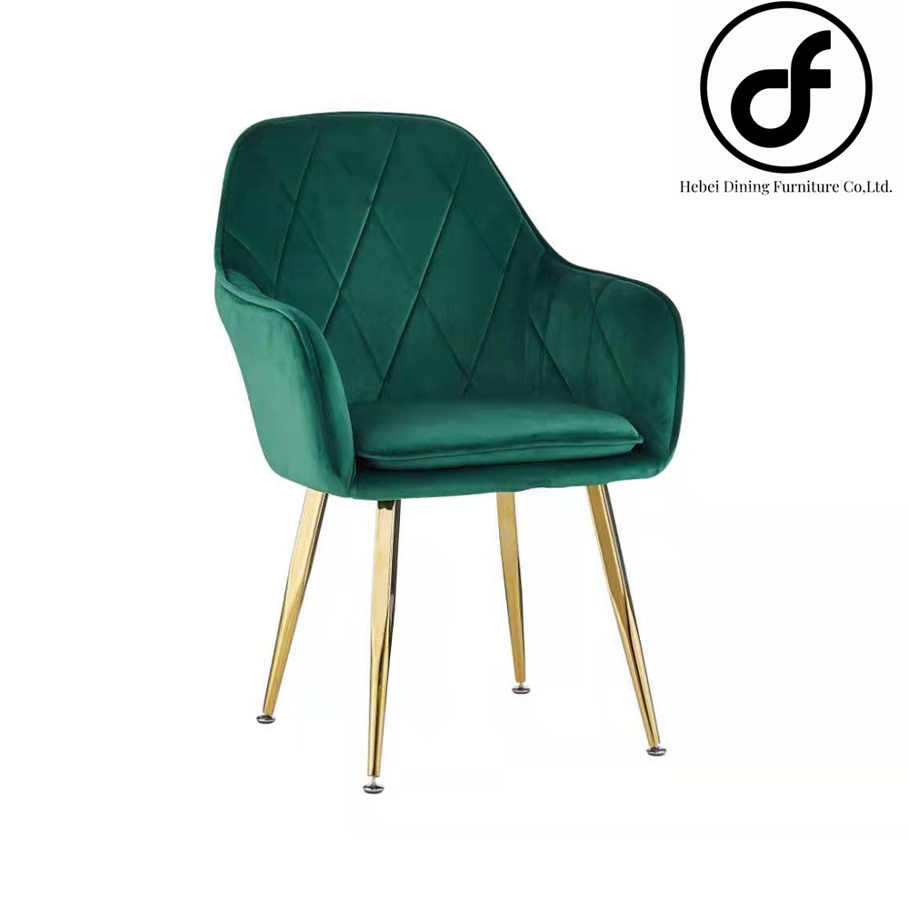 Velvet Soft Back Chair with Gold Plated Leg