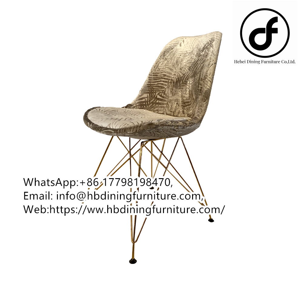 Golden Iron Legged Velvet Dining Chair