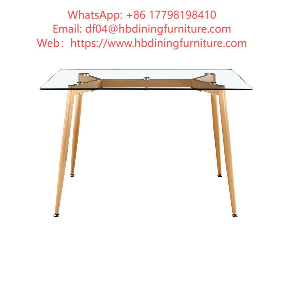 Thermal Transfer Leg Dining Table with Glass Top DT-G03