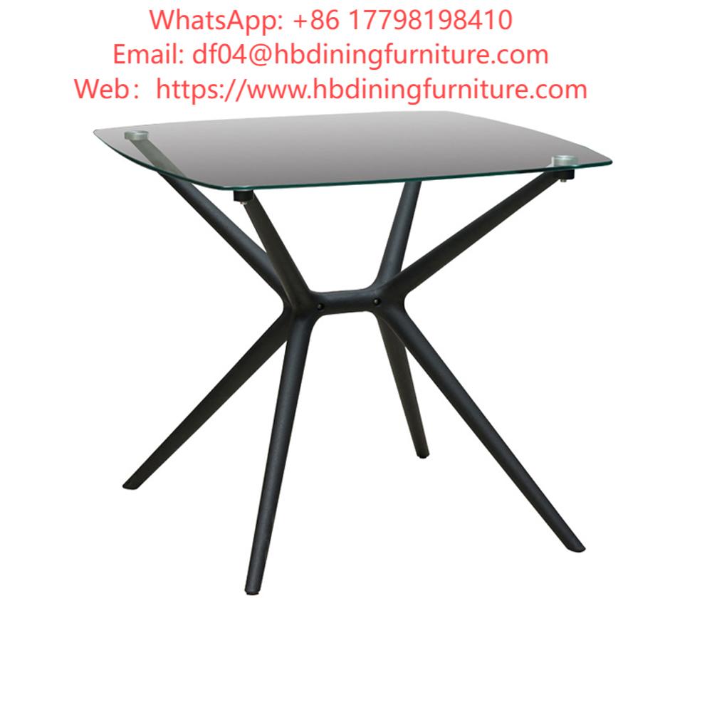 Square Iron Leg Glass Table DT-G09