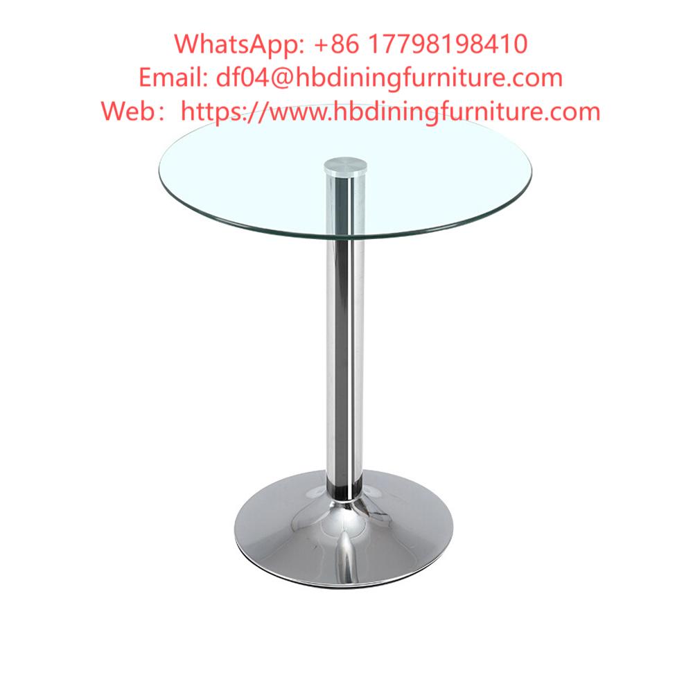 Tempered Glass Top Chrome Legs Round Side Table DT-G14