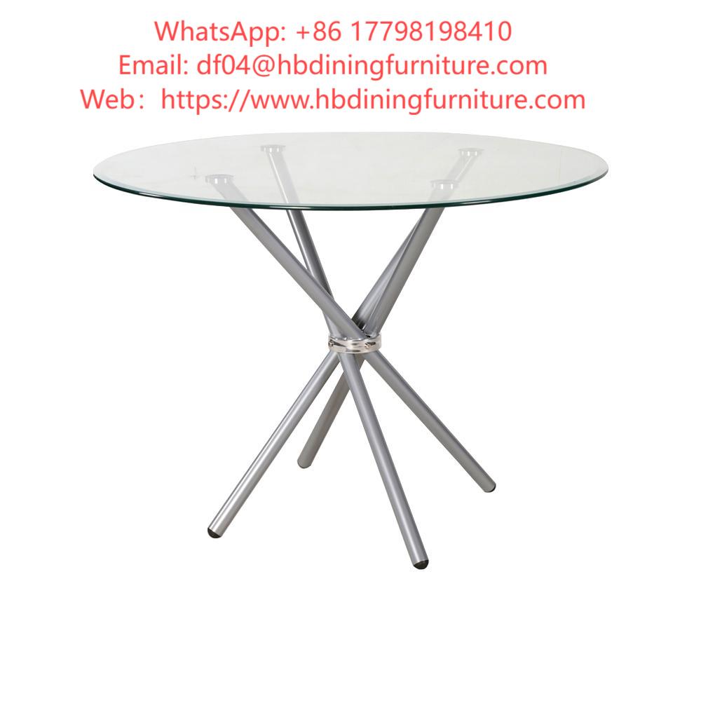 Glass Top with Wrought Iron Crossed Legs Table DT-G18