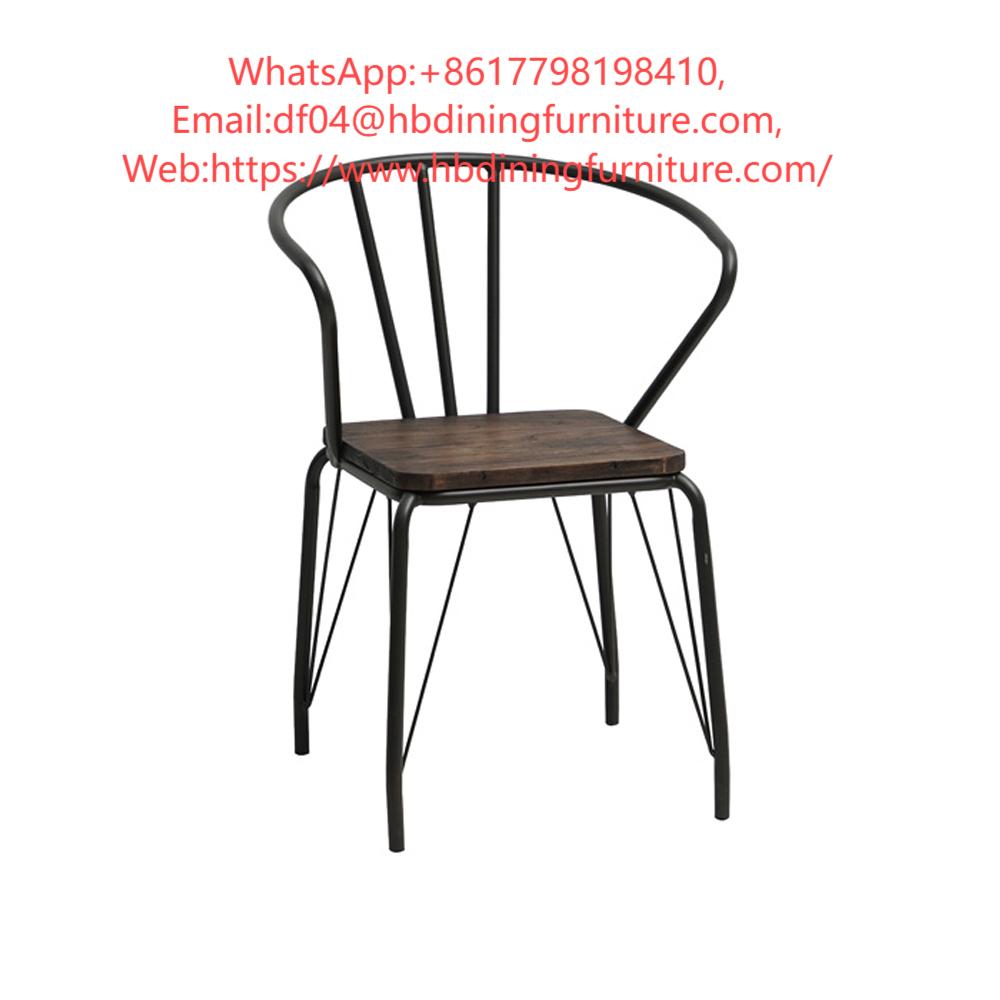 Black Metal and Wood Armchairs DC-M16