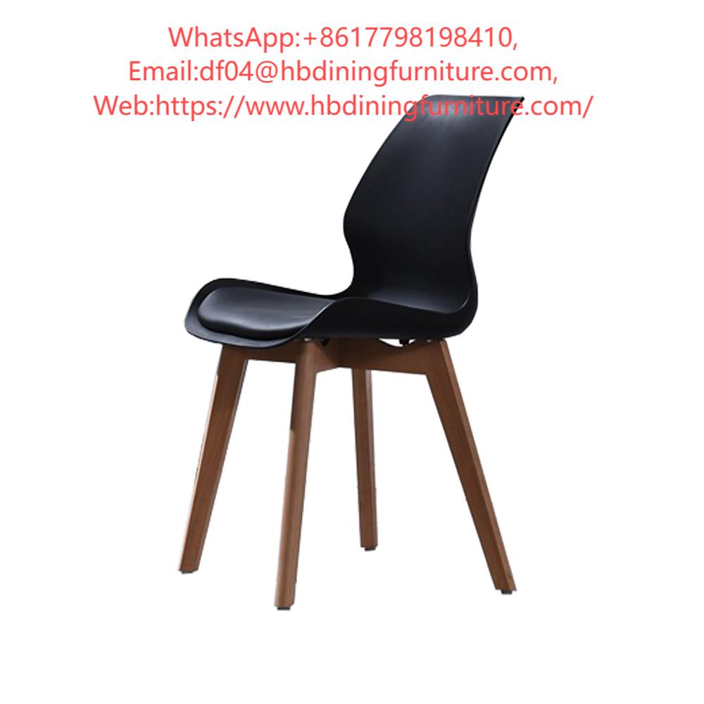 Wood Frame and Plastic Seat Stacking Chair DC-P74