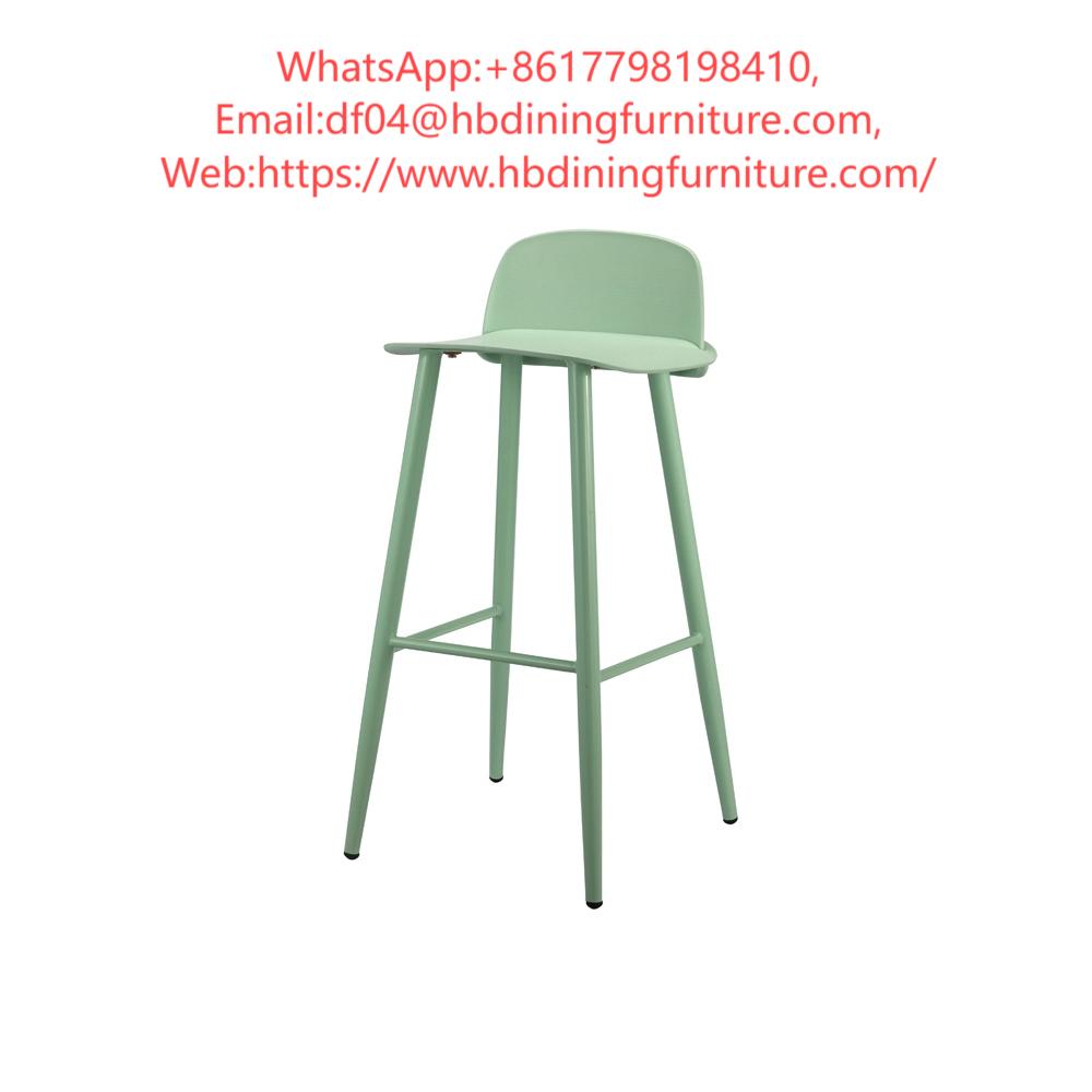 High Chair Cafe PP Seat Metal Leg Backrest Bar Chair DB-P80