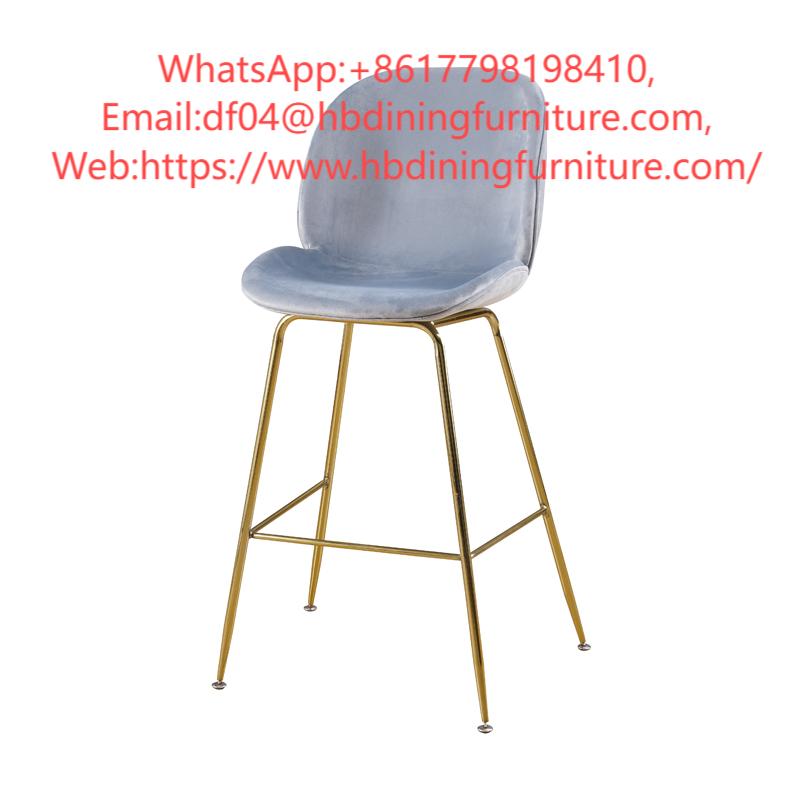 Velvet Bar Chair Hotel High Metal Legs DB-R30