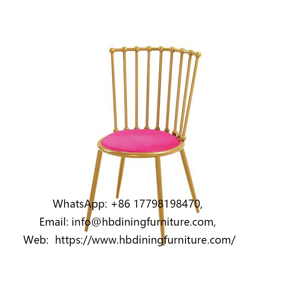 Metal Chair with Hollow Backrest and Velvet Cushion DC-H04