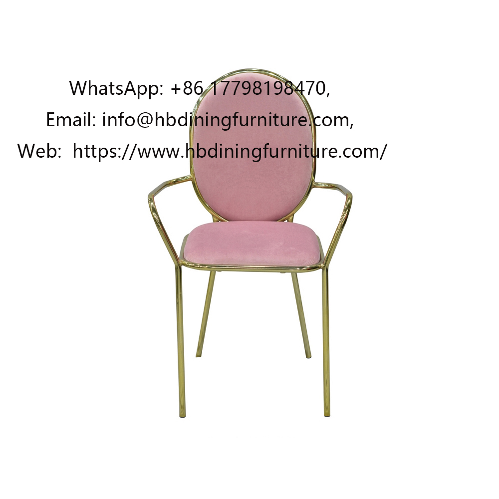 Round Backrest Iron Leg Velvet Armchair DC-H01